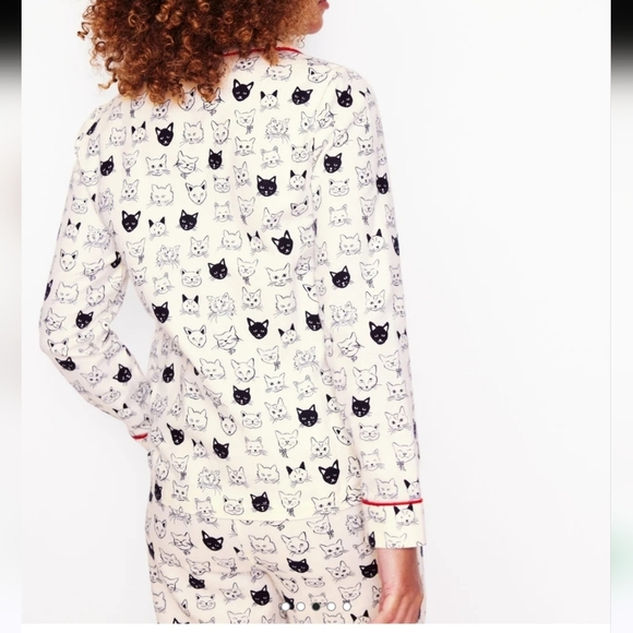 Boden Brushed Cotton Pyjama Shirt Cat Print Size M NWT - Picture 3 of 11